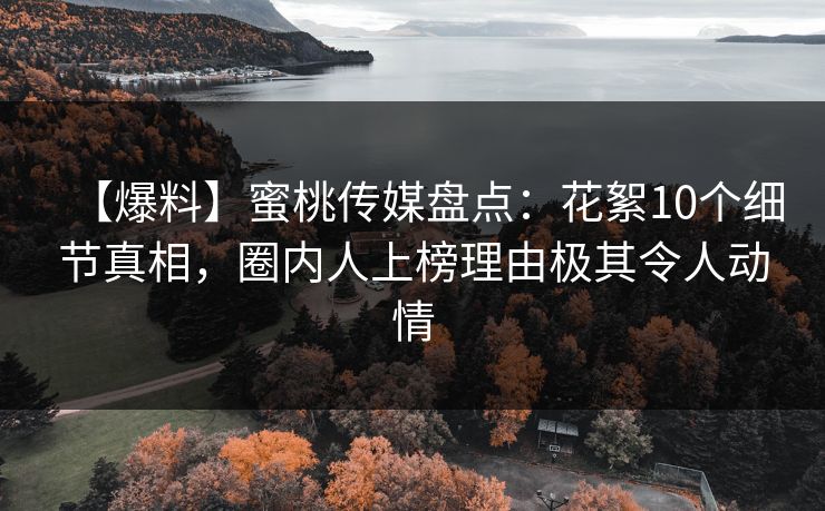 【爆料】蜜桃传媒盘点：花絮10个细节真相，圈内人上榜理由极其令人动情