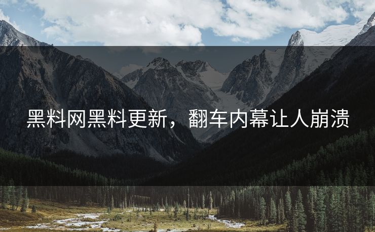 黑料网黑料更新，翻车内幕让人崩溃