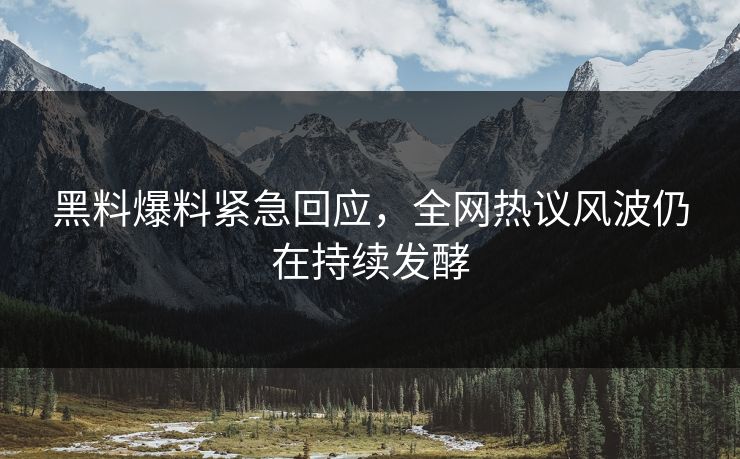 黑料爆料紧急回应，全网热议风波仍在持续发酵