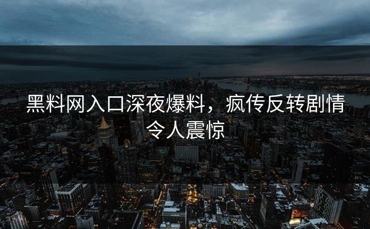 黑料网入口深夜爆料，疯传反转剧情令人震惊