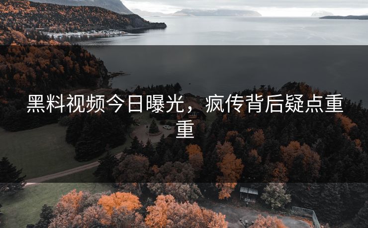 黑料视频今日曝光，疯传背后疑点重重