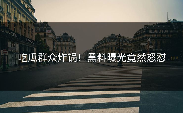 吃瓜群众炸锅！黑料曝光竟然怒怼