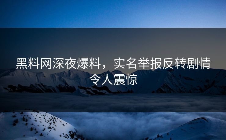 黑料网深夜爆料，实名举报反转剧情令人震惊