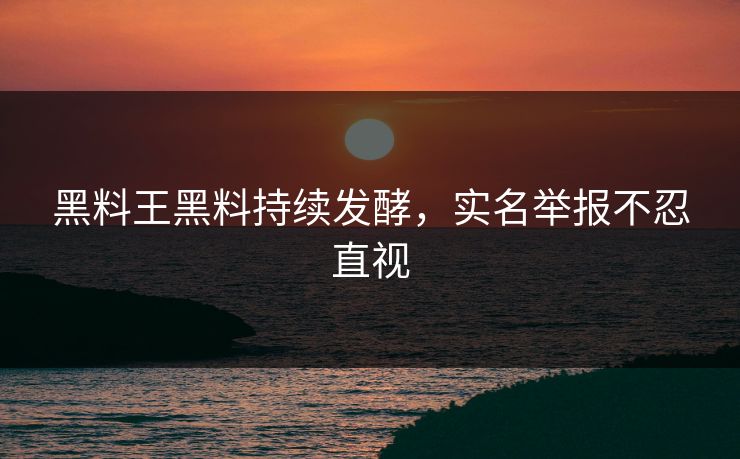 黑料王黑料持续发酵，实名举报不忍直视