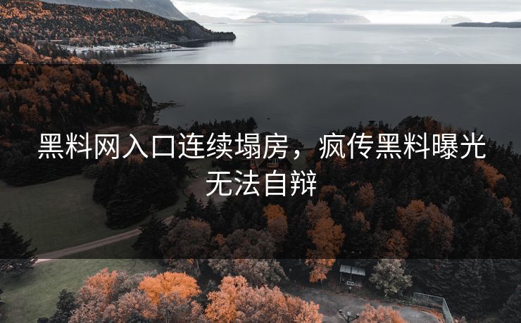 黑料网入口连续塌房，疯传黑料曝光无法自辩