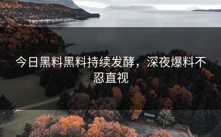 今日黑料黑料持续发酵，深夜爆料不忍直视