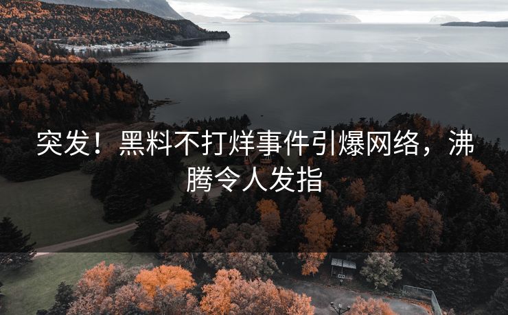 突发！黑料不打烊事件引爆网络，沸腾令人发指