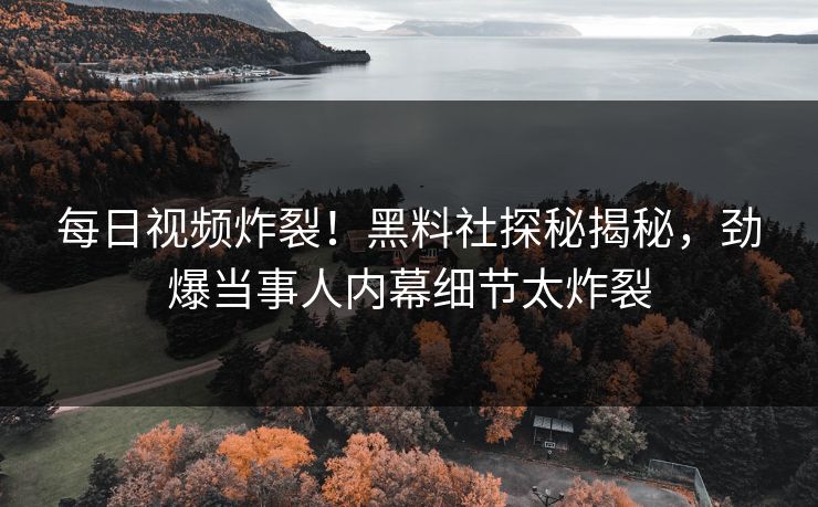 每日视频炸裂！黑料社探秘揭秘，劲爆当事人内幕细节太炸裂