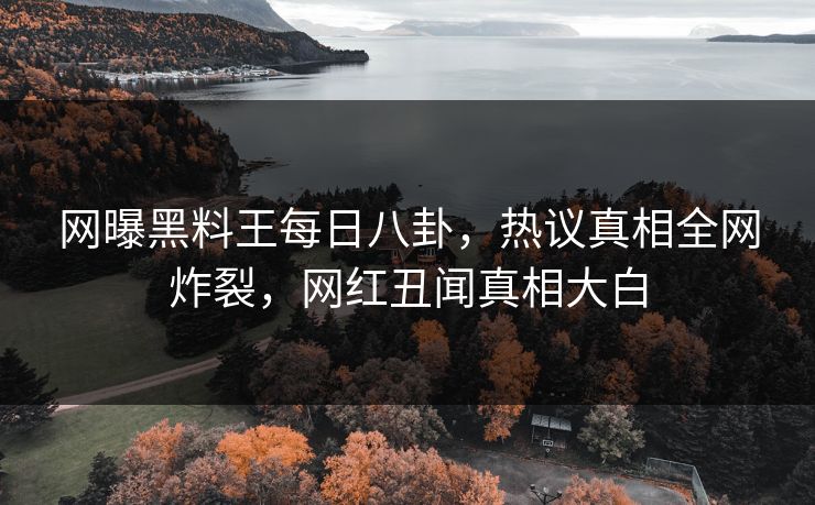 网曝黑料王每日八卦，热议真相全网炸裂，网红丑闻真相大白