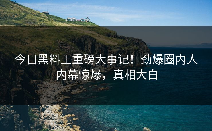 今日黑料王重磅大事记！劲爆圈内人内幕惊爆，真相大白
