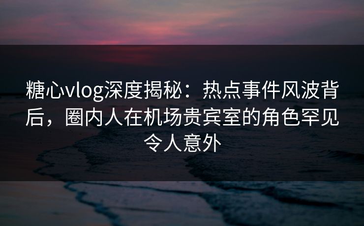 糖心vlog深度揭秘：热点事件风波背后，圈内人在机场贵宾室的角色罕见令人意外