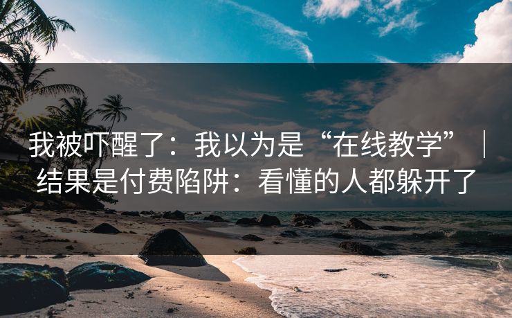 我被吓醒了：我以为是“在线教学”｜结果是付费陷阱：看懂的人都躲开了